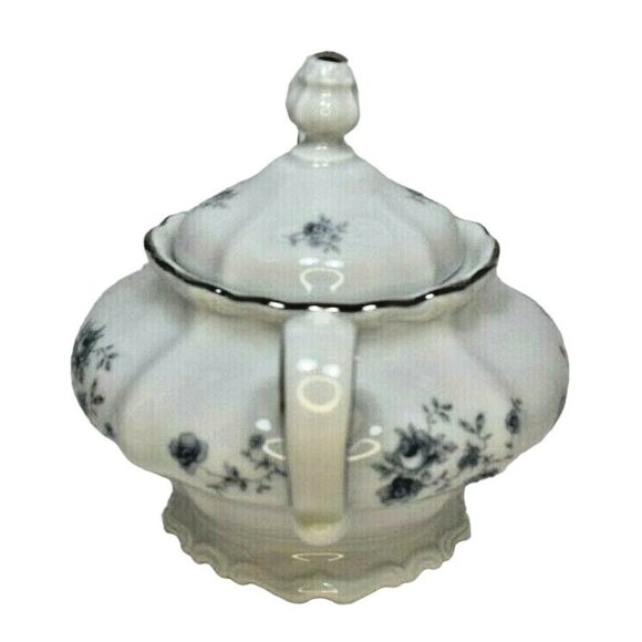 Johann Haviland Blue Garland Decorative Sugar Bowl and Lid Bavaria Germany - Picture 2 of 6